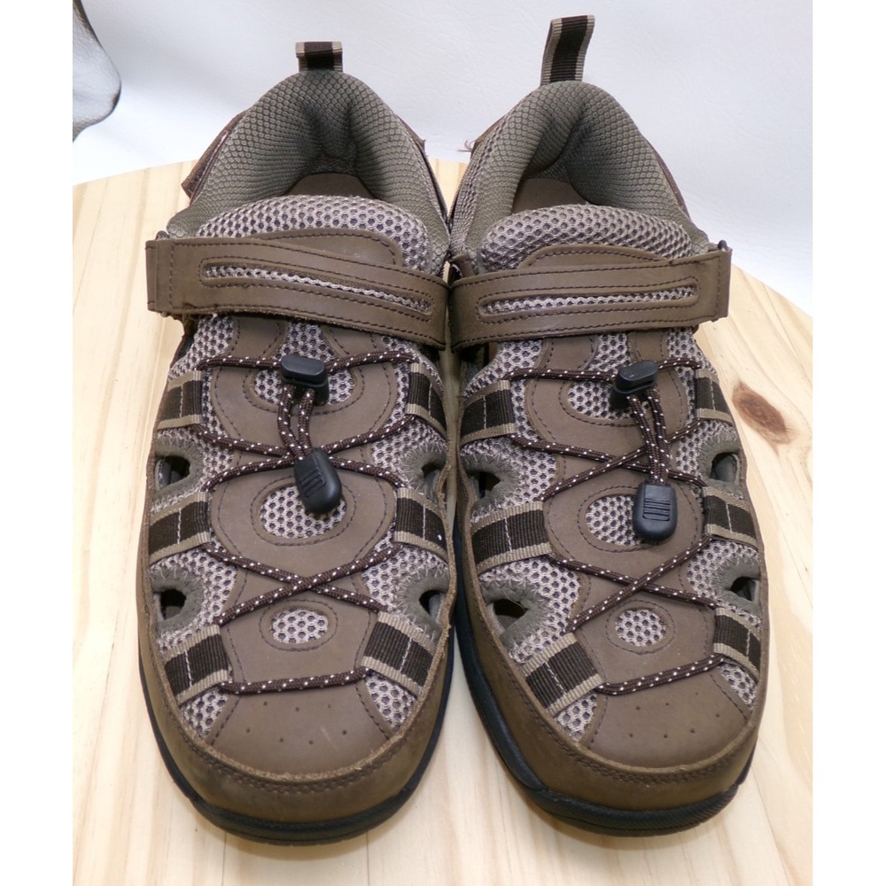 OrthoFeet Clearwater Sandals 573 Mens Brown Size 10.5 2E Leather Adjustable